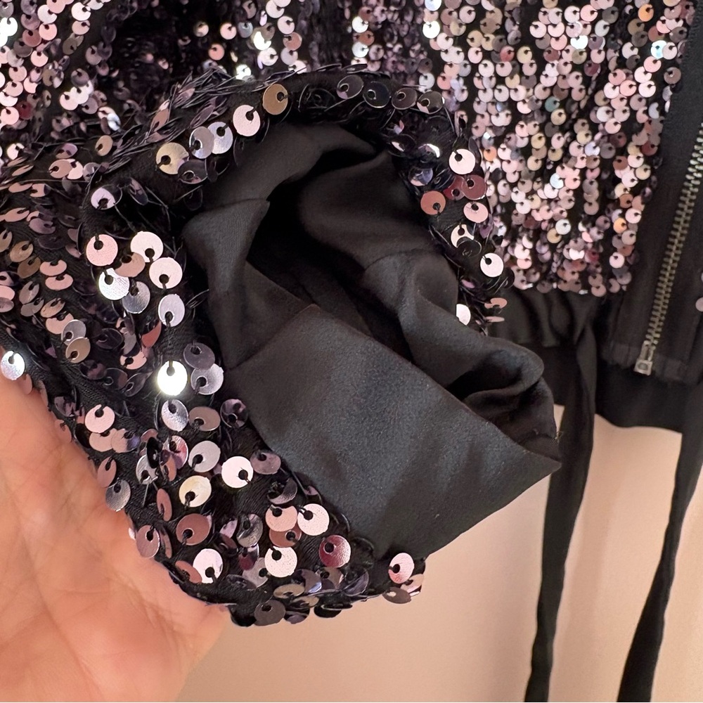 Gap Black And Silver Sequin Zip Jacket - image 3